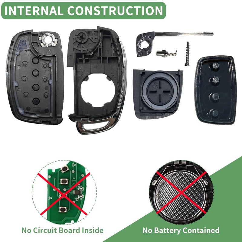 JJCHQ Key Fob Case for Hyundai Sonata Santa Fe Sport 2019 2018 2017 2016 2015 2014 2013 4 Buttons Keyless Entry Remote Control Folding Flip Car Key Fob Cover Shell Replacement with Insert Rubber Pad Keypad - Image 2