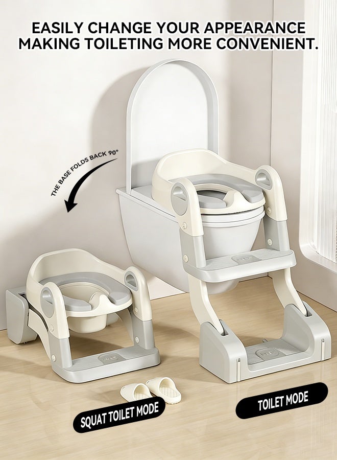 Yoyula Baby Potty Seat With Ladder For Western Toilets Kids Toilet Potty Training Seat For Baby With Handle Cushion Kids Potty Chair Kids Potty Seat For Baby Kids 1 To 8 Years Boys Girls Grey - Image 2