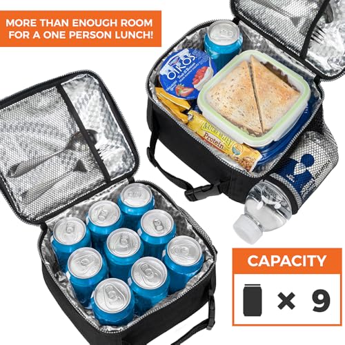 opux Insulated Lunch Bag Kids, Lunch Box for School Boy Girl, Leakproof Small Reusable Compact Soft Mini Cooler Bag, Toddler Small Lunch Boxes Kit Pail with Front Side Pockets (Navy) - Image 5