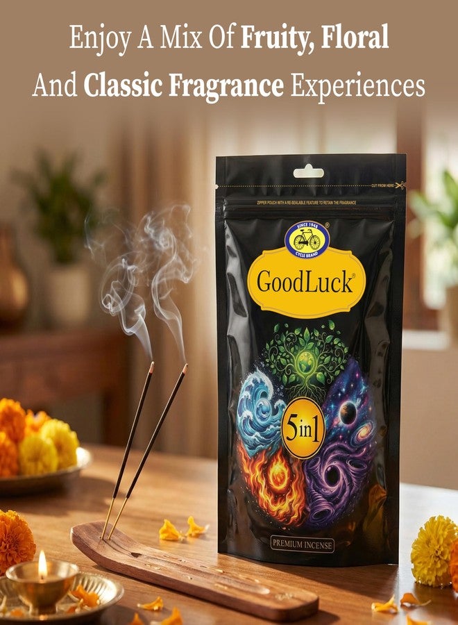 Cycle Pure GoodLuck 5-in-1 Agarbatti (450g) | Premium Incense with Fruity, Floral & Classic Fragrances (Pineapple, Rose, Shivuli, Cosmatiq, Moods) | Long Lasting Aroma | Ideal for Pooja & Home - Image 5