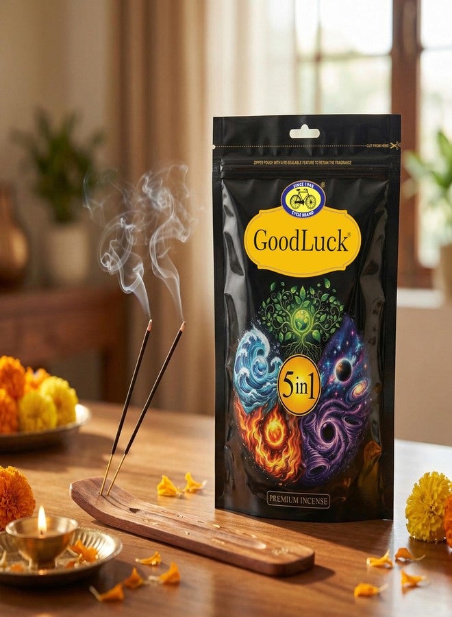 Cycle Pure GoodLuck 5-in-1 Agarbatti (450g) | Premium Incense with Fruity, Floral & Classic Fragrances (Pineapple, Rose, Shivuli, Cosmatiq, Moods) | Long Lasting Aroma | Ideal for Pooja & Home - Image 1