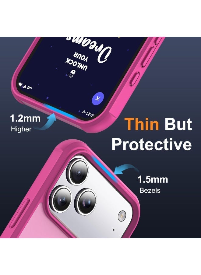 جراب متوافق مع iPhone 17 Pro Max مع حامل مغناطيسي غير مرئي، جراب شفاف بدرجة عسكرية لهاتف iPhone 17 ProMax مقاس 6.9 بوصة [متوافق مع Mag-Safe] [شعور قبضة رائع]، وردي - Image 4