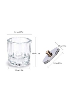 Excefore 2Pcs Nail Art Dappen Dish with 6Pcs Acrylic Nail Brush Set, Acrylic Liquid Powder Styling Tool, Mini Glass Nail Cup with Lid Glass Crystal Bowl Acrylic UV Gel DIY Brush Nail Crystal Cup Set  - Image 5