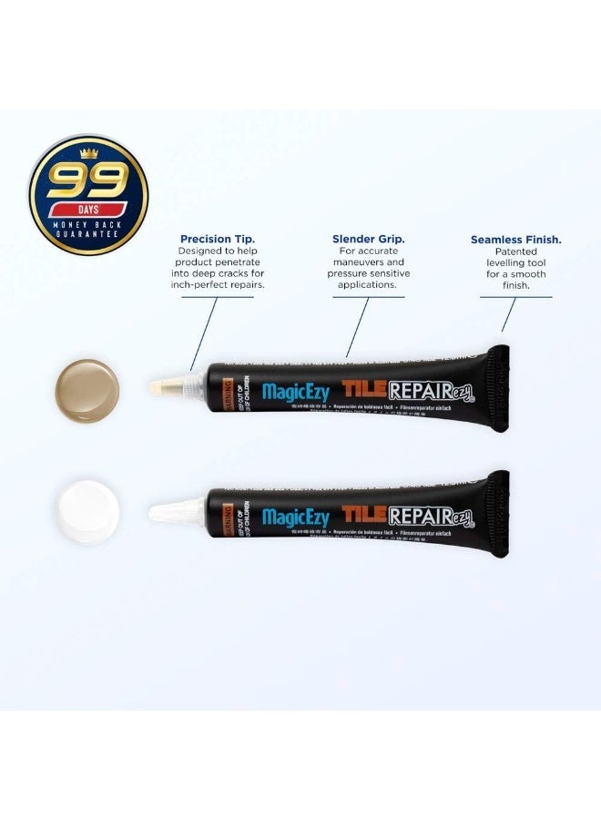 MagicEzy Tile Repairezy - (Beige/White Kit) Ceramic Floor Tile Repair Kit - Super Strong Tile Gap Filler - Fix Cracks, Chips, Holes Fast.  - Image 2