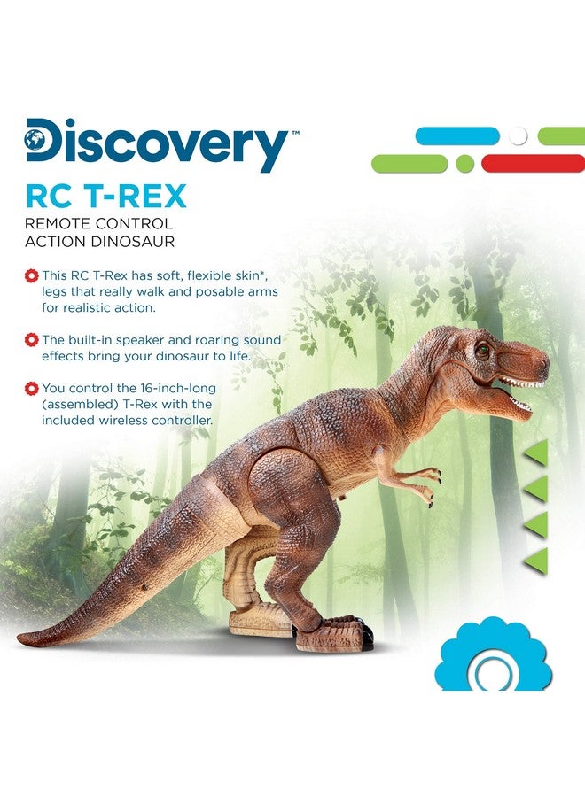 Discovery Kids Remote Control Rc T Rex Dinosaur Electronic Toy Action Figure Moving & Walking Robot W/Roaring Sounds & Chomping Mouth, Realistic Plastic Model, Boys & Girls 6 Years Old+  - Image 3