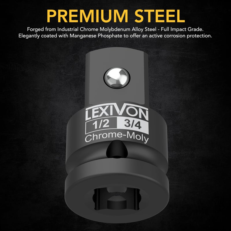 LEXIVON 1/2-Inch Impact Socket Adapter, 1/2" Female x 3/4" Male Increaser | Chrome-Molybdenum alloy steel = Fully Impact Rated (LX-401) - Image 3