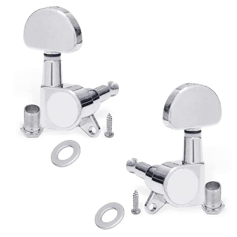 MUSTANG 1 Left + 1 Right Sealed Guitar Tuning Pegs for Acoustic & Electric Guitar | Chrome Machine Heads Tuners | Universal Guitar Parts Replacement | Zinc Alloy Anti-Rust Design - Image 4
