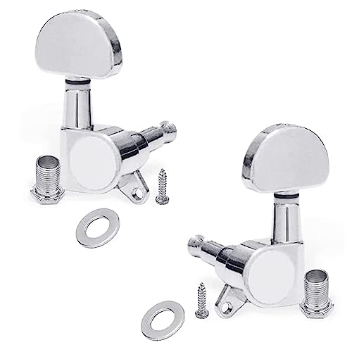 MUSTANG 1 Left + 1 Right Sealed Guitar Tuning Pegs for Acoustic & Electric Guitar | Chrome Machine Heads Tuners | Universal Guitar Parts Replacement | Zinc Alloy Anti-Rust Design - Image 1