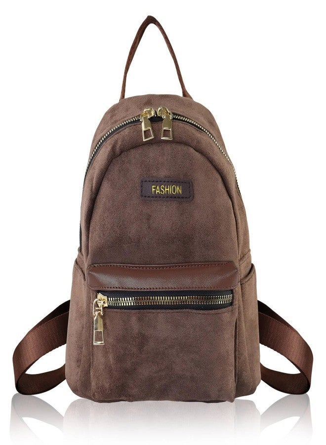 WisePoint Small Backpack for Women, Suede Womens Backpack Small Backpack Purse with Handle, Small Backpacks Ladies Backpack (brown) - Image 1