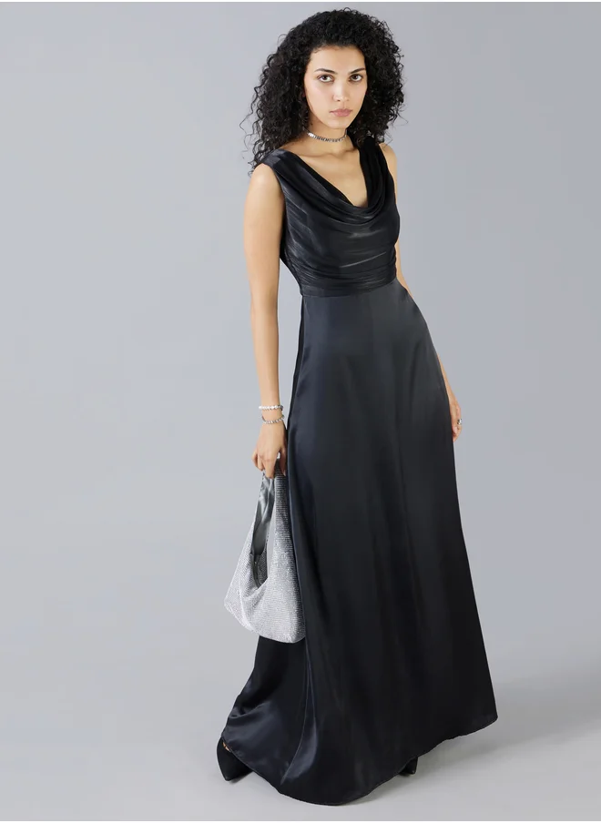Mish Mish Sleeveless Cowl Neck A-Line Maxi Dress