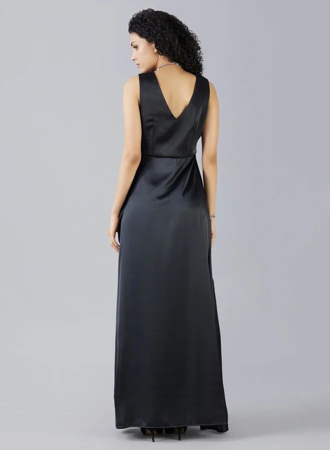 Mish Mish Sleeveless Cowl Neck A-Line Maxi Dress
