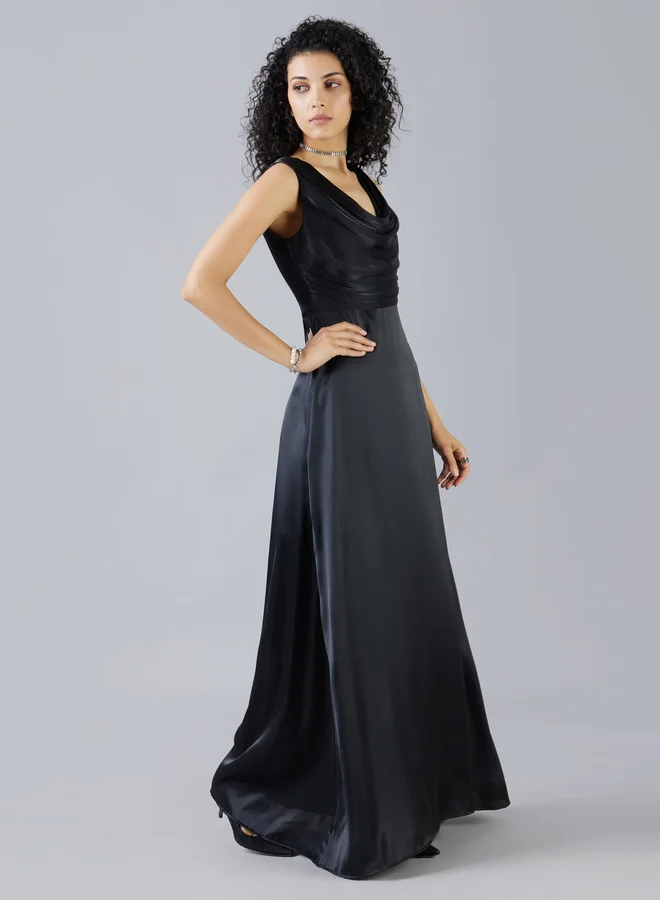 Mish Mish Sleeveless Cowl Neck A-Line Maxi Dress