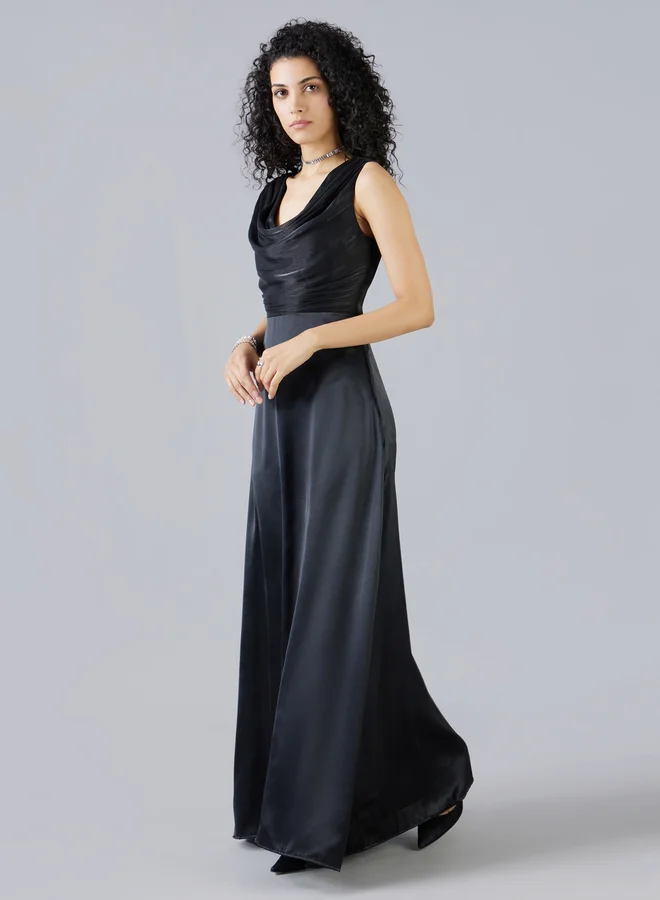 Mish Mish Sleeveless Cowl Neck A-Line Maxi Dress