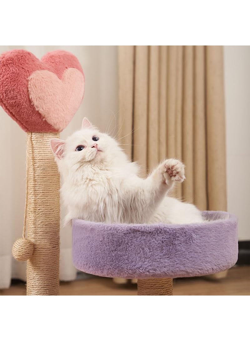 GT-Wheel Cat Scratching Post Tall Sisal Cactus Cat Scratcher with 3 Different Height Poles and Hanging Ball - Image 3