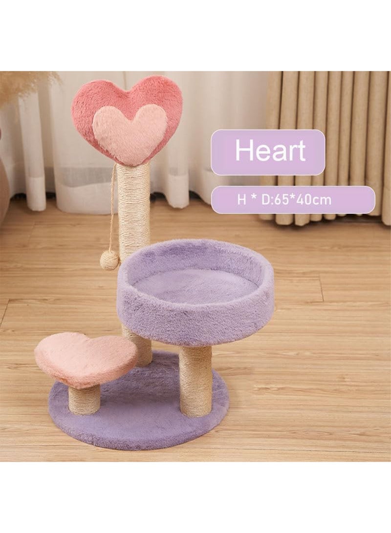 GT-Wheel Cat Scratching Post Tall Sisal Cactus Cat Scratcher with 3 Different Height Poles and Hanging Ball - Image 2