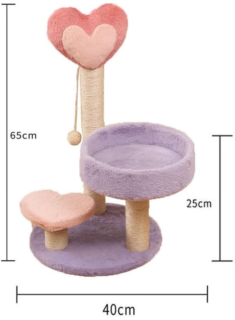 GT-Wheel Cat Scratching Post Tall Sisal Cactus Cat Scratcher with 3 Different Height Poles and Hanging Ball - Image 4