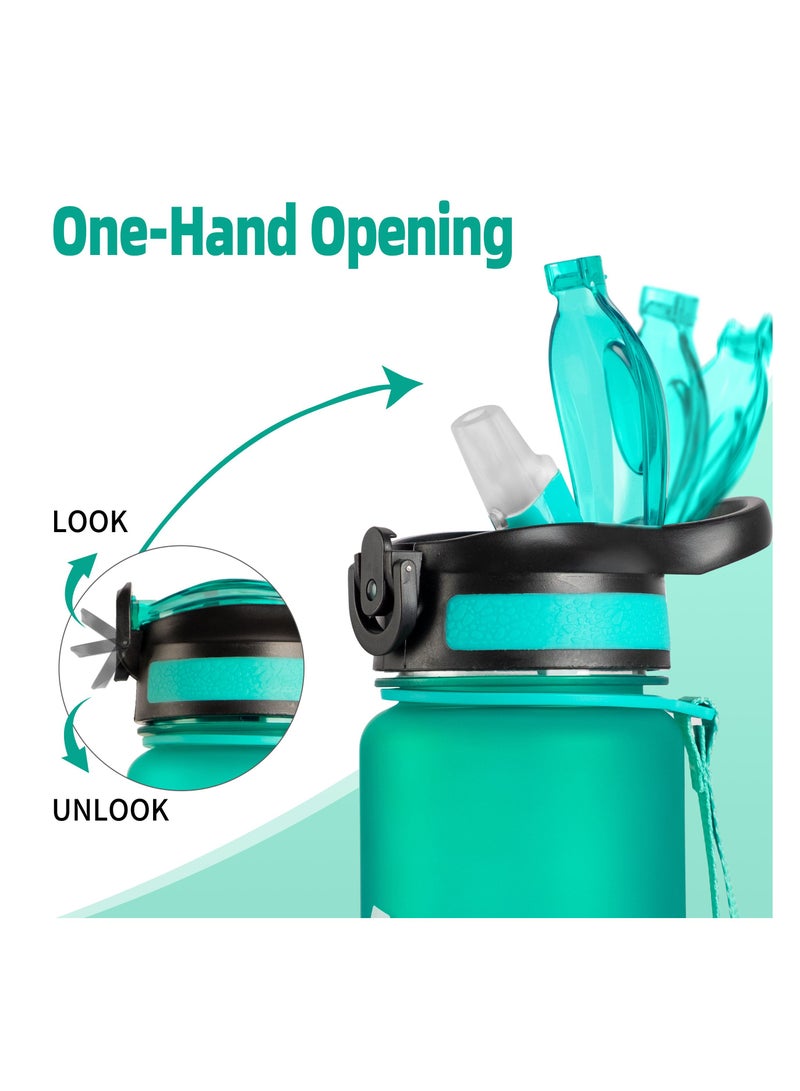 Generic Sports Water Bottle 1L or 32oz with Motivational Time Marker Straw Strainer Tritan Plastic BPA Free Bottles for kids Fitness Gym Office School Outdoor Sport and Exercise Leak Proof - Image 3