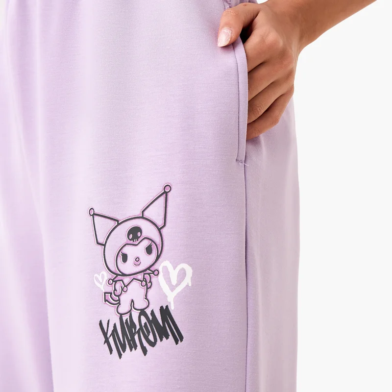 SP Characters Kuromi Print Track Pants with Elasticated Waistband and Pockets