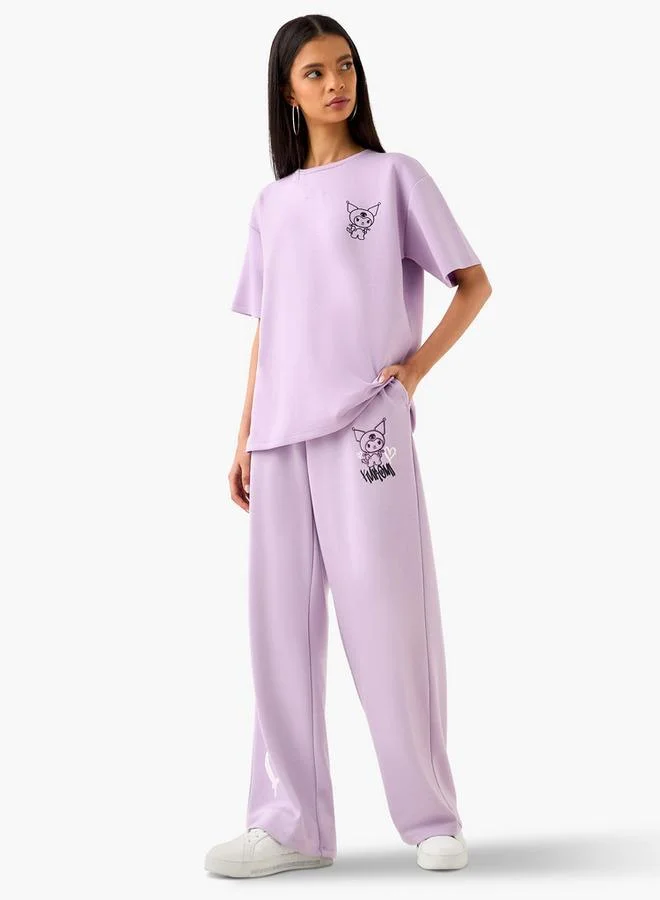 SP Characters Kuromi Print Track Pants with Elasticated Waistband and Pockets