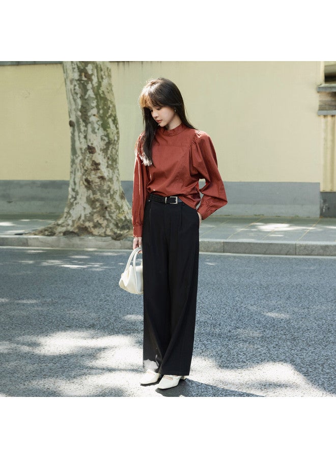 Mt Spring Soft Elegant Versatile Solid Color Pullover Long Sleeve Shirt - Image 3