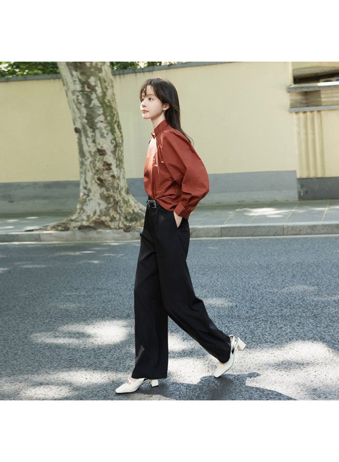 Mt Spring Soft Elegant Versatile Solid Color Pullover Long Sleeve Shirt - Image 2