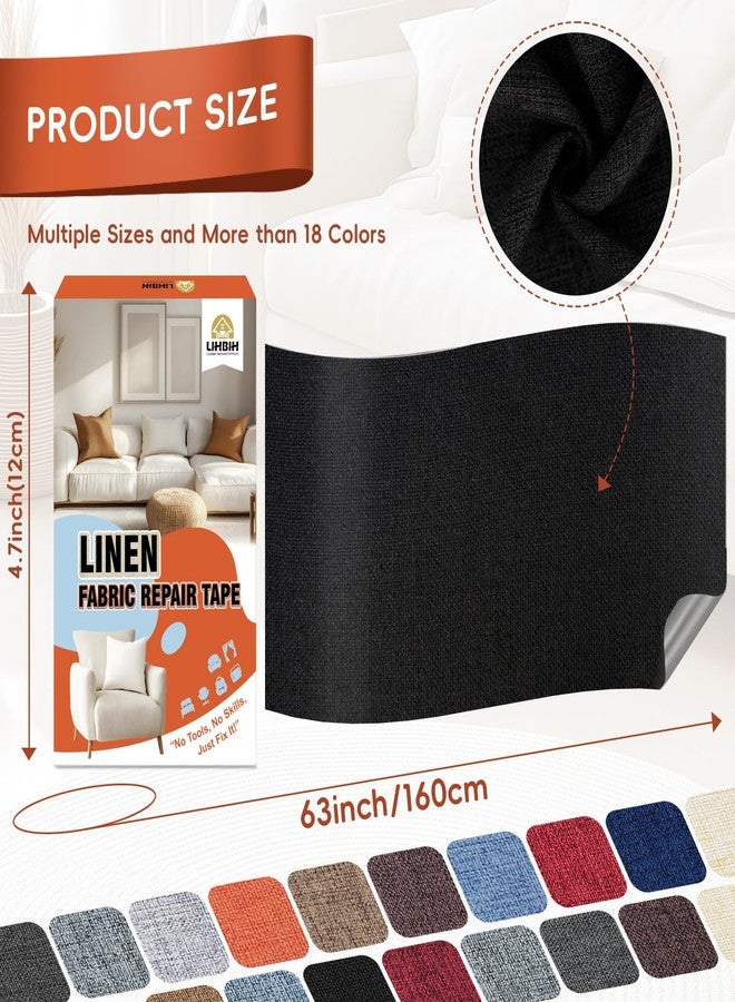LIHBIH Linen Fabric Repair Tape 4.7x63 Inch, Self Adhesive Couch Patch Repair Fabric Tape for Furniture, Linen Patch Kit for Couch, Carpet, Upholstery, Chair, Sofa, Cushion, Bag (Black) - Image 2