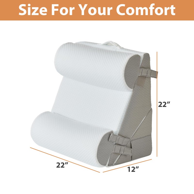 BIEEZZK 4PCS Wedge Pillow Set for After Surgery, Back Pillow for Bed Sitting up, 9&12inch Adjustable Memory Foam Bed Wedges, Pillow Wedge for Acid Reflux, Back Pain Relief, Snoring, White/Grey - Image 5