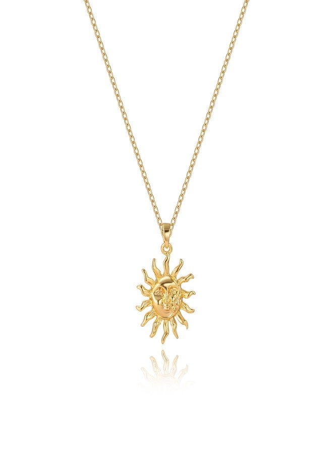 GZJOGO GZJGO Sun Pendant Necklace for Women, 14K Gold Plated Dainty Sun Necklace Cute Minimalist Diamond Necklace Jewelry Gifts for Women, Stainless Steel, No Gemstone - Image 1