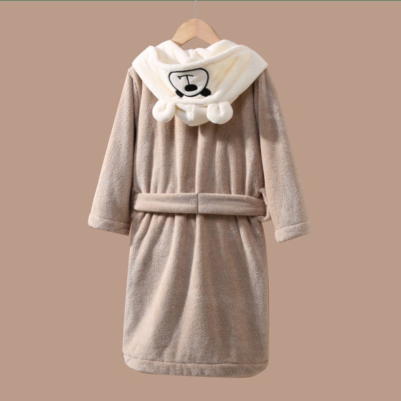 general Kids Coral Fleece Bathrobe Thick Warm Absorbent Long Sleepwear for Autumn Winter - Image 1