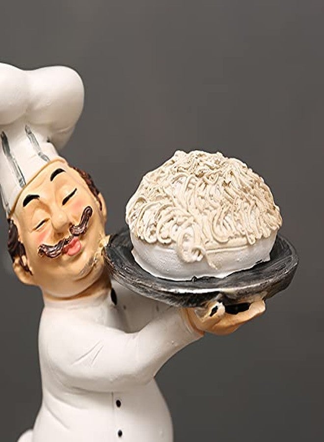 KiaoTime Chef Figurine for Kitchen Decor, Italian Chef Holding A Plate of Pasta Figurines Chef Statue for Countertop, Cabinet, Cupboard Decoration for Home Kitchen Cook Restaurant Décor - Image 3