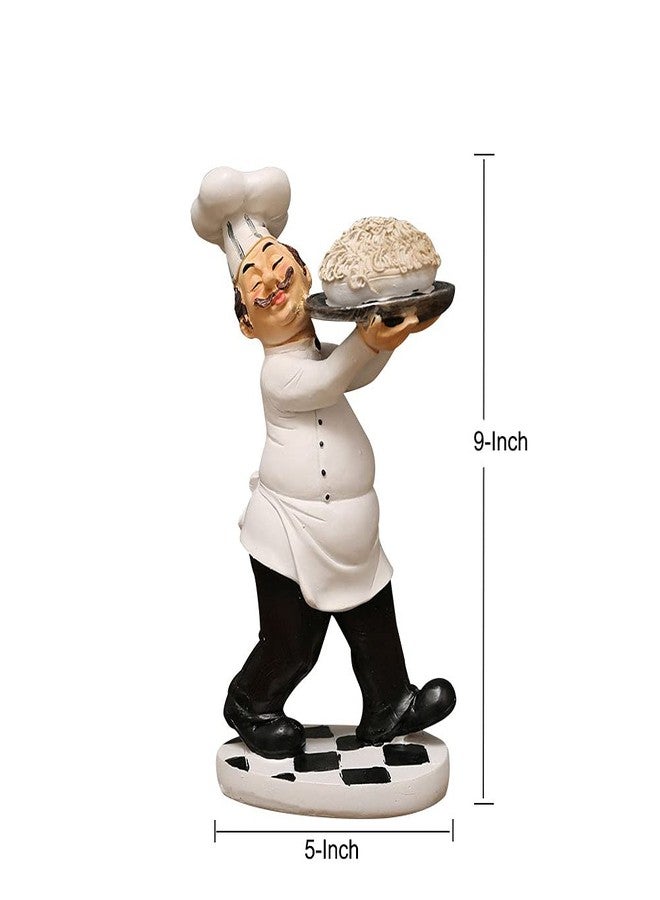 KiaoTime Chef Figurine for Kitchen Decor, Italian Chef Holding A Plate of Pasta Figurines Chef Statue for Countertop, Cabinet, Cupboard Decoration for Home Kitchen Cook Restaurant Décor - Image 4