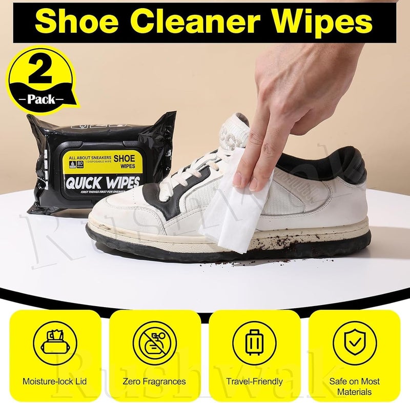 Rushwak Shoe Wipes (80 + 80 Wipes) Sneaker Wipes Instant Sneaker Cleaner Shoe Cleaning Wipes Sneaker Wipes for Shoes Quick Remove Dirt Stain Shoe Cleaner Wipes Shoe Wipes for Sneakers Cleaning Kit - Image 5