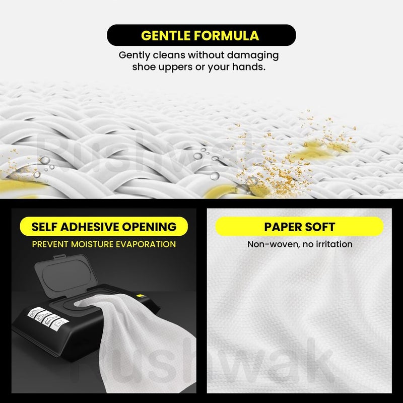 Rushwak Shoe Wipes (80 + 80 Wipes) Sneaker Wipes Instant Sneaker Cleaner Shoe Cleaning Wipes Sneaker Wipes for Shoes Quick Remove Dirt Stain Shoe Cleaner Wipes Shoe Wipes for Sneakers Cleaning Kit - Image 2