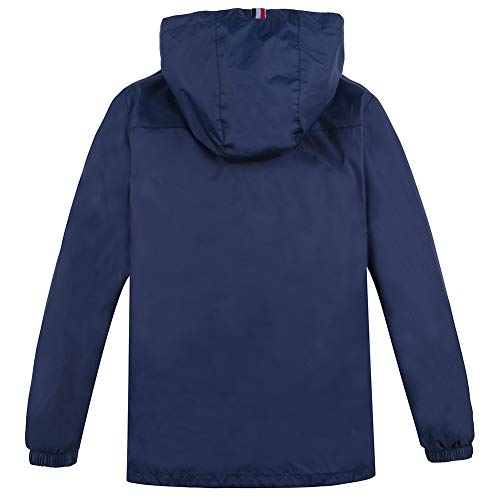 Jingle Bongala Boys Girls Lightweight Breathable Raincoat Waterproof Hooded Rain Jacket Windbreaker Easy to Fold-Navy-130 - Image 2