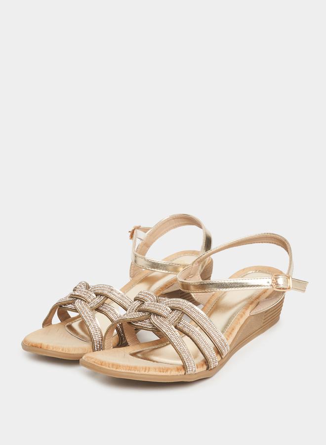 Styli Embellishes Ankle Strap Wedge Sandals  - Image 3
