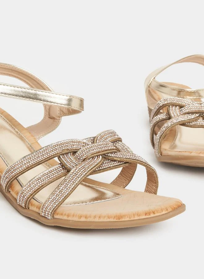 Styli Embellishes Ankle Strap Wedge Sandals