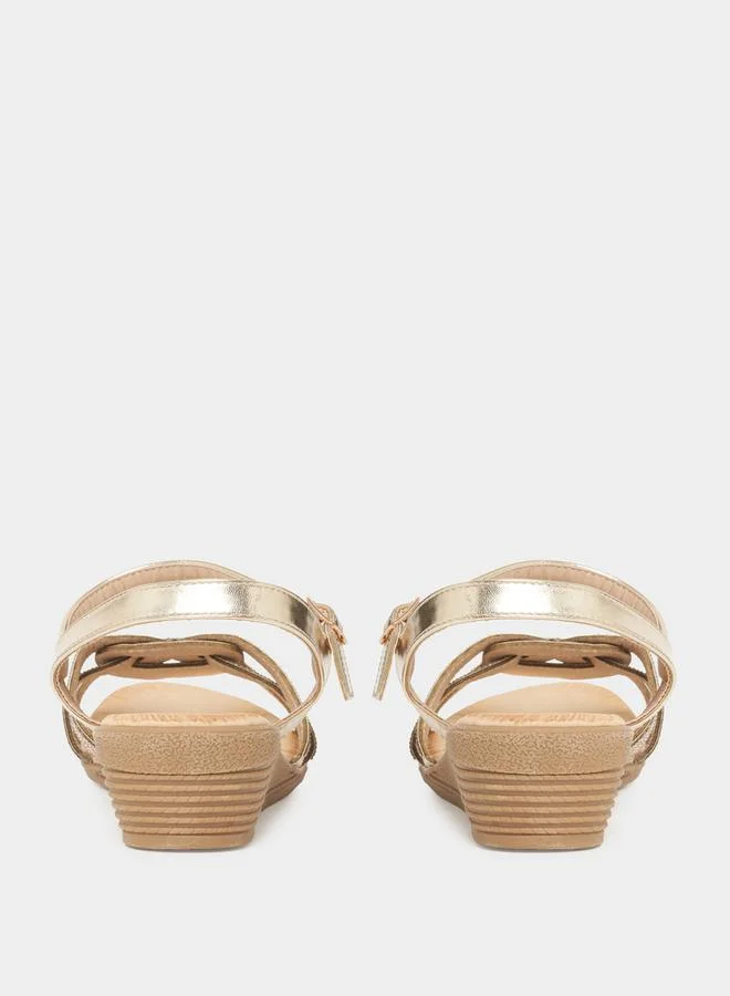 Styli Embellishes Ankle Strap Wedge Sandals