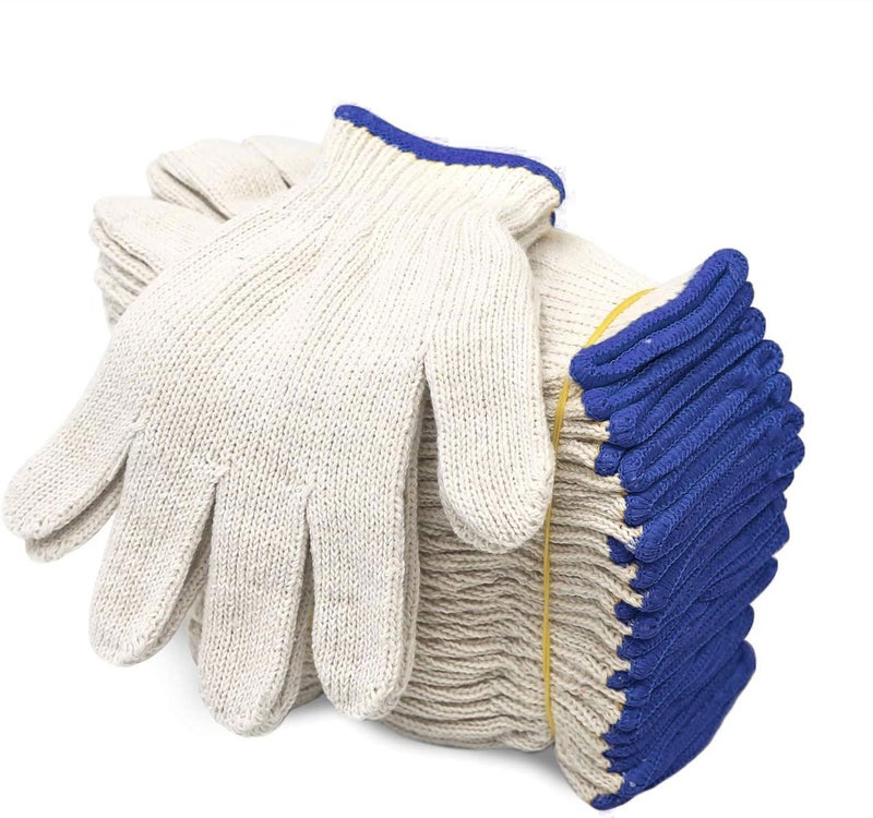 Evridwear Cotton Polyester String Knit Shell Safety Protection Work Gloves for Painter Mechanic Industrial Warehouse Gardening Construction Men & Women 12 Pairs, no Dots, Medium Size - Image 1