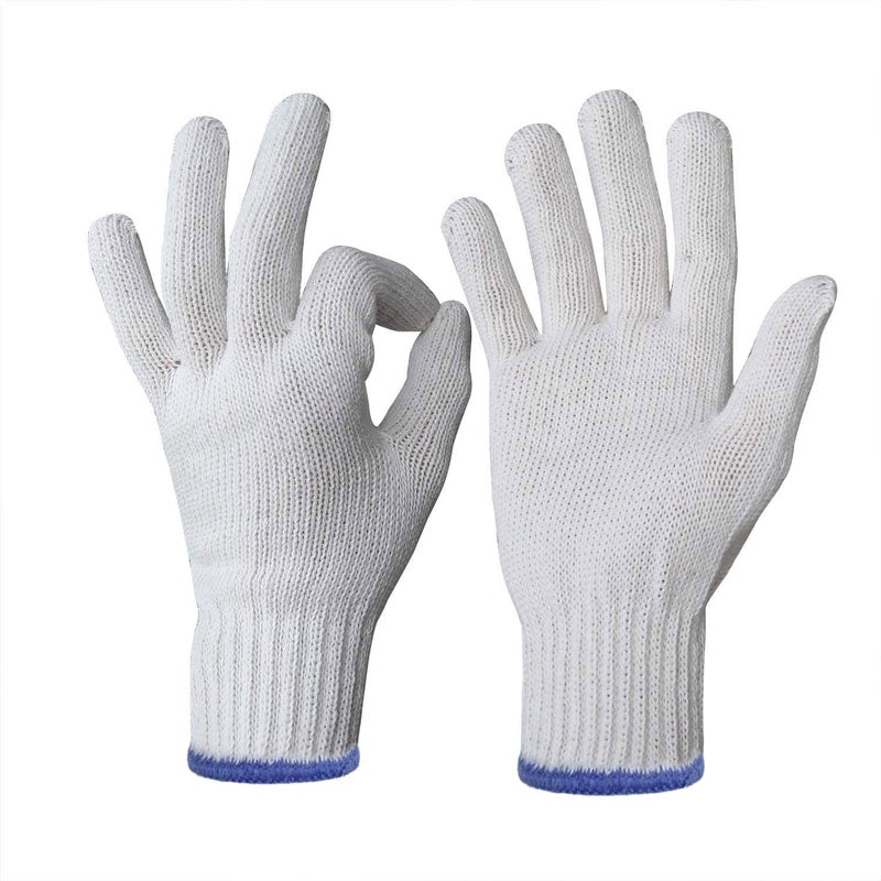 Evridwear Cotton Polyester String Knit Shell Safety Protection Work Gloves for Painter Mechanic Industrial Warehouse Gardening Construction Men & Women 12 Pairs, no Dots, Medium Size - Image 2