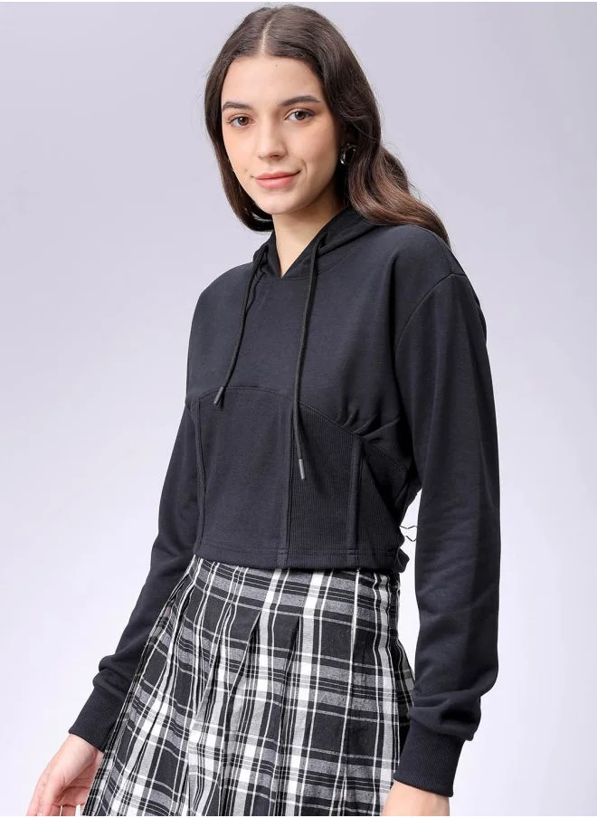 مرفوعة Women Fitted Solid Corset Sweatshirt