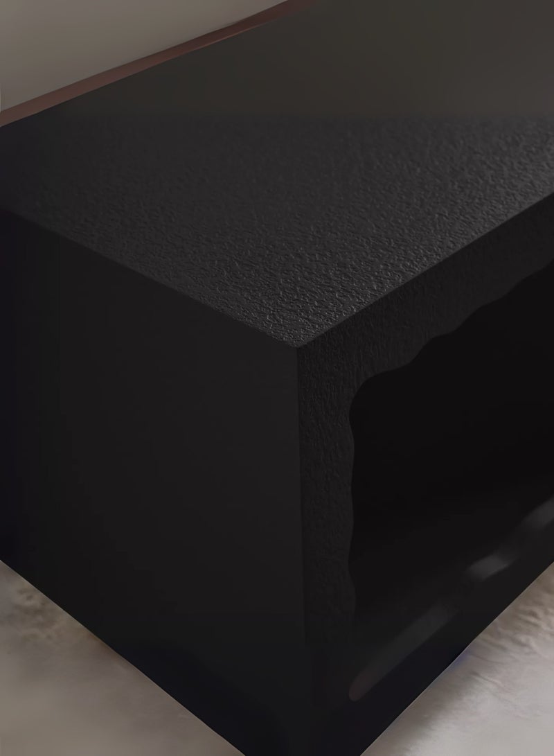 كستم ديكو حامل تلفزيون حديث أسود غائم من كوستومديكو لغرفة المعيشة - مركز ترفيه خشبي مع أرفف مفتوحة، وحدة تحكم وسائط فاخرة وبسيطة لأجهزة التلفزيون ذات الشاشات المسطحة حتى 65 بوصة - Image 2