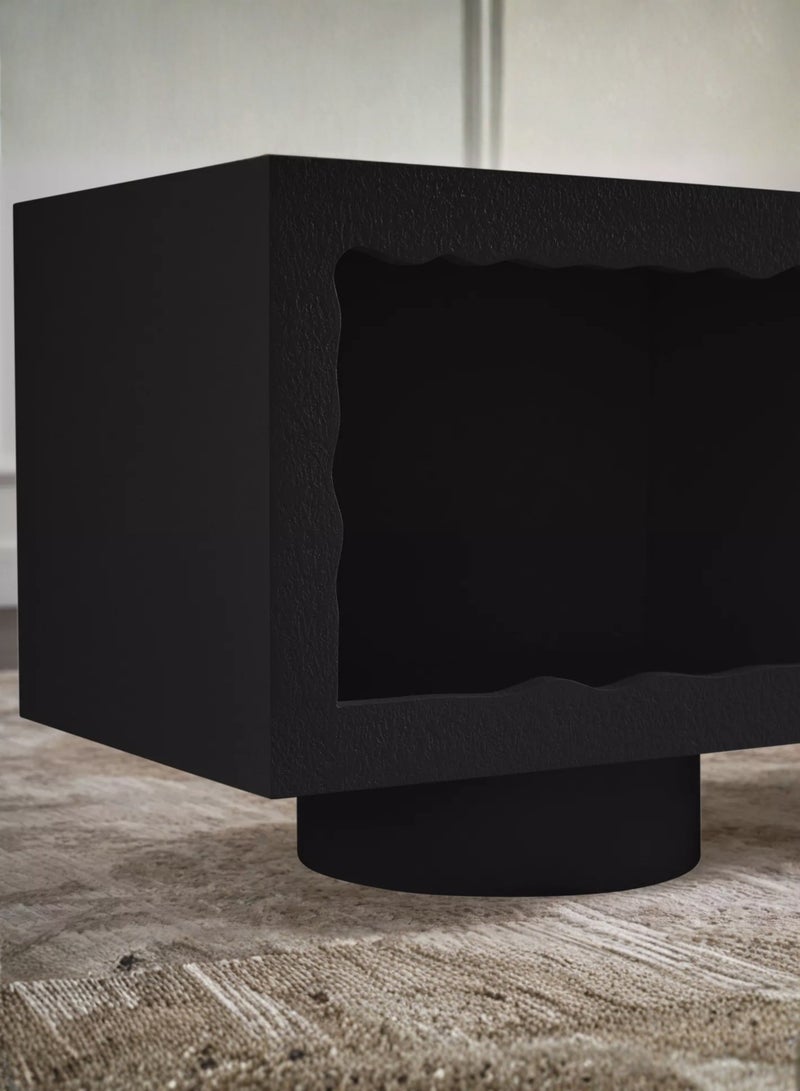 كستم ديكو حامل تلفزيون حديث أسود غائم من كوستومديكو لغرفة المعيشة - مركز ترفيه خشبي مع أرفف مفتوحة، وحدة تحكم وسائط فاخرة وبسيطة لأجهزة التلفزيون ذات الشاشات المسطحة حتى 65 بوصة - Image 3