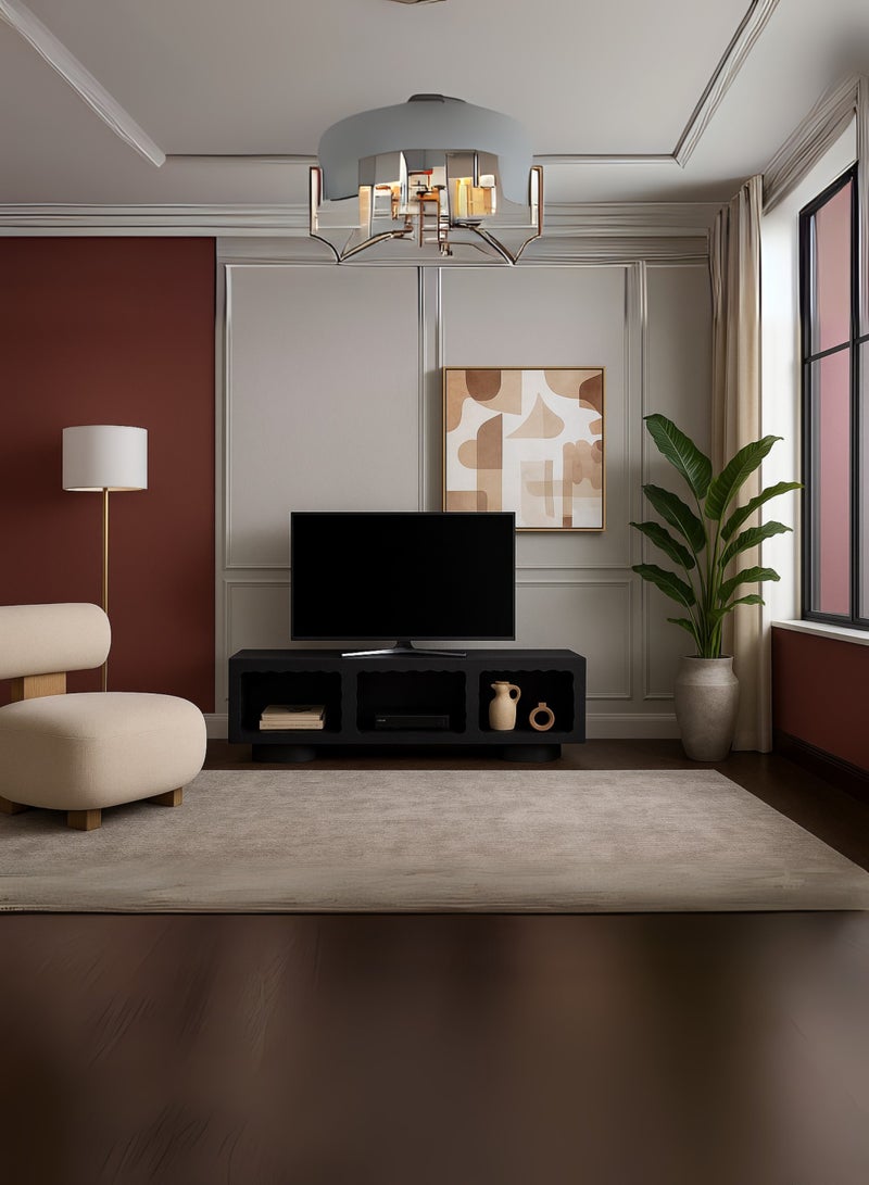 كستم ديكو حامل تلفزيون حديث أسود غائم من كوستومديكو لغرفة المعيشة - مركز ترفيه خشبي مع أرفف مفتوحة، وحدة تحكم وسائط فاخرة وبسيطة لأجهزة التلفزيون ذات الشاشات المسطحة حتى 65 بوصة - Image 5