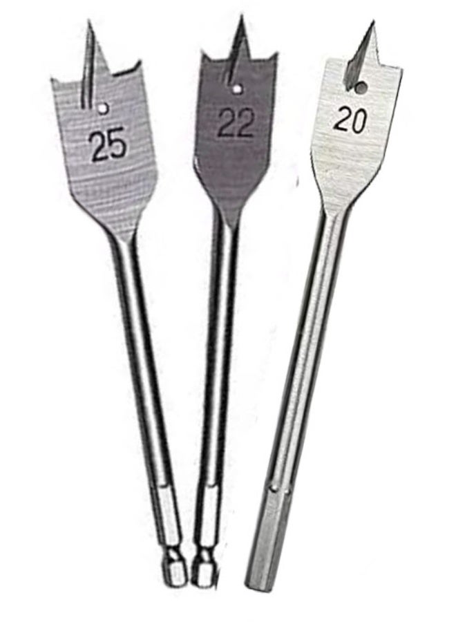 ايه بي تي مجموعة لقم مثقاب الخشب المسطحة من ايه بي تي – 20 ملم، 22 ملم، 25 ملم | مثقاب غاطس مسطح دقيق للأعمال الخشبية - Image 1