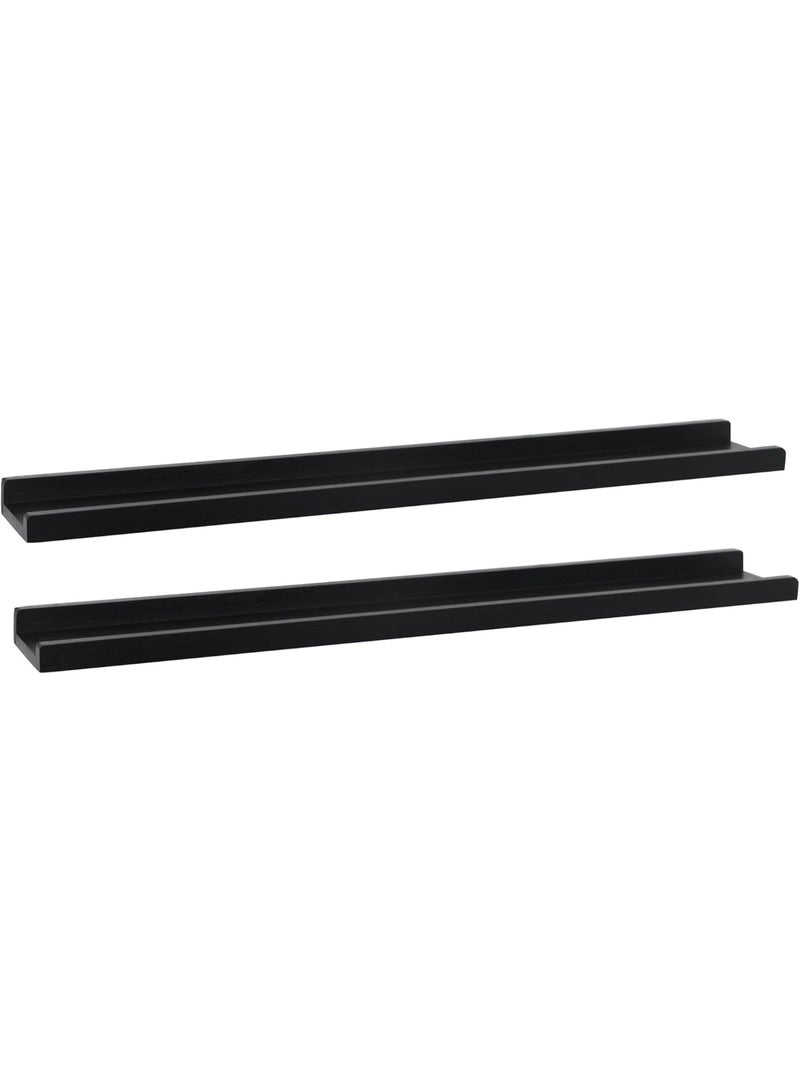 PHOENANCEE Long Floating Shelves 36 Inch,Wood Picture Ledge with Lip for Wall Set of 2,Photo Frames Display for Living Room Bedroom Kids Nursery,Home Office Decor（Rustic Black - Image 1