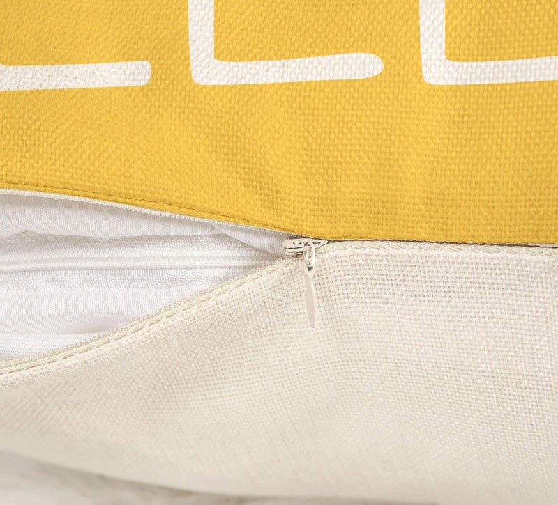 4TH Emotion Hello Sunshine Pillow Cover Farmhouse Yellow Lumbar Pillow Cover Spring Summer Decorations Cushion Case for Sofa Couch Polyester Linen 12x20 Inches - Image 3