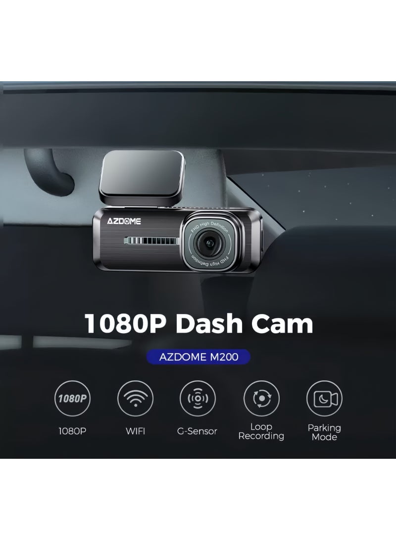 أزدوم كاميرا مراقبة أمامية لاسلكية بدون شاشة AZDOME M200، عدسة F1.6 بدقة 1080P مع رؤية ليلية، تسجيل حلقي بواسطة مستشعر G، مجموعة 32 جيجابايت، تدعم تطبيق AZDOME، مجموعة التوصيل الدائم غير مشمولة. - Image 3