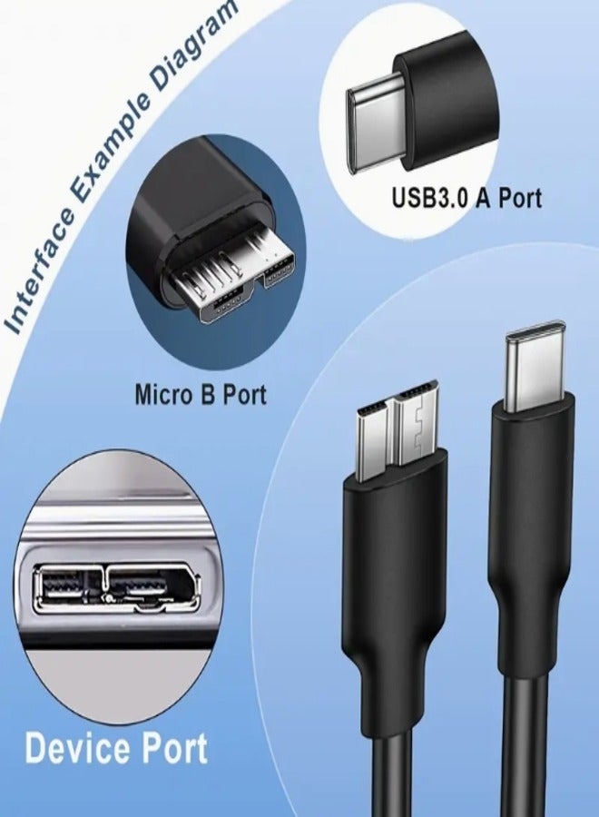 USB C Hard Drive Cable 0.25M Micro B to Type C. High-Speed, 3.0 Gen 2 & Gen 1 Compatible, Durable Black Cord for Seagate, LaCie, for Samsung, WD External Hard Drives, USB C to Micro USB Cable, Hard Drive Connectivity, Professional Look, Highspeed Connectivity - Image 3