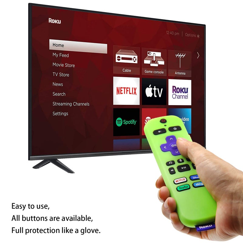 PINOWU [2 Pack] Remote Cover (Glow in The Dark) Compatible with Roku Voice Remote, Pinowu Anti Slip Silicone Cover Compatible with Roku Players and Roku TVS Voice Remote (Green and Blue) - Image 5