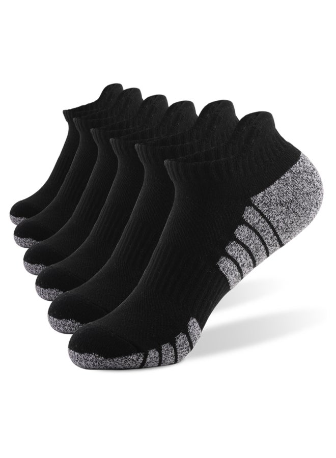 Set Of 6 Pair Of Athletic Anti-Skid Low-Cut Socks Black/Grey - Image 1